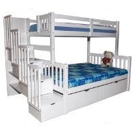 Flamingo Stairway Twin over Full Bunk Bed White