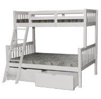 SCA-Verona Twin over Full Bunk Bed With Drawers White