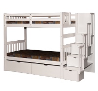 SCA-Wynn Stairway Twin over Twin Bunk Bed White