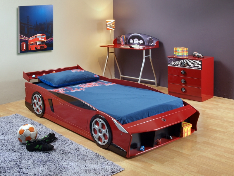 cha-387 red sports car bed - furtado furniture
